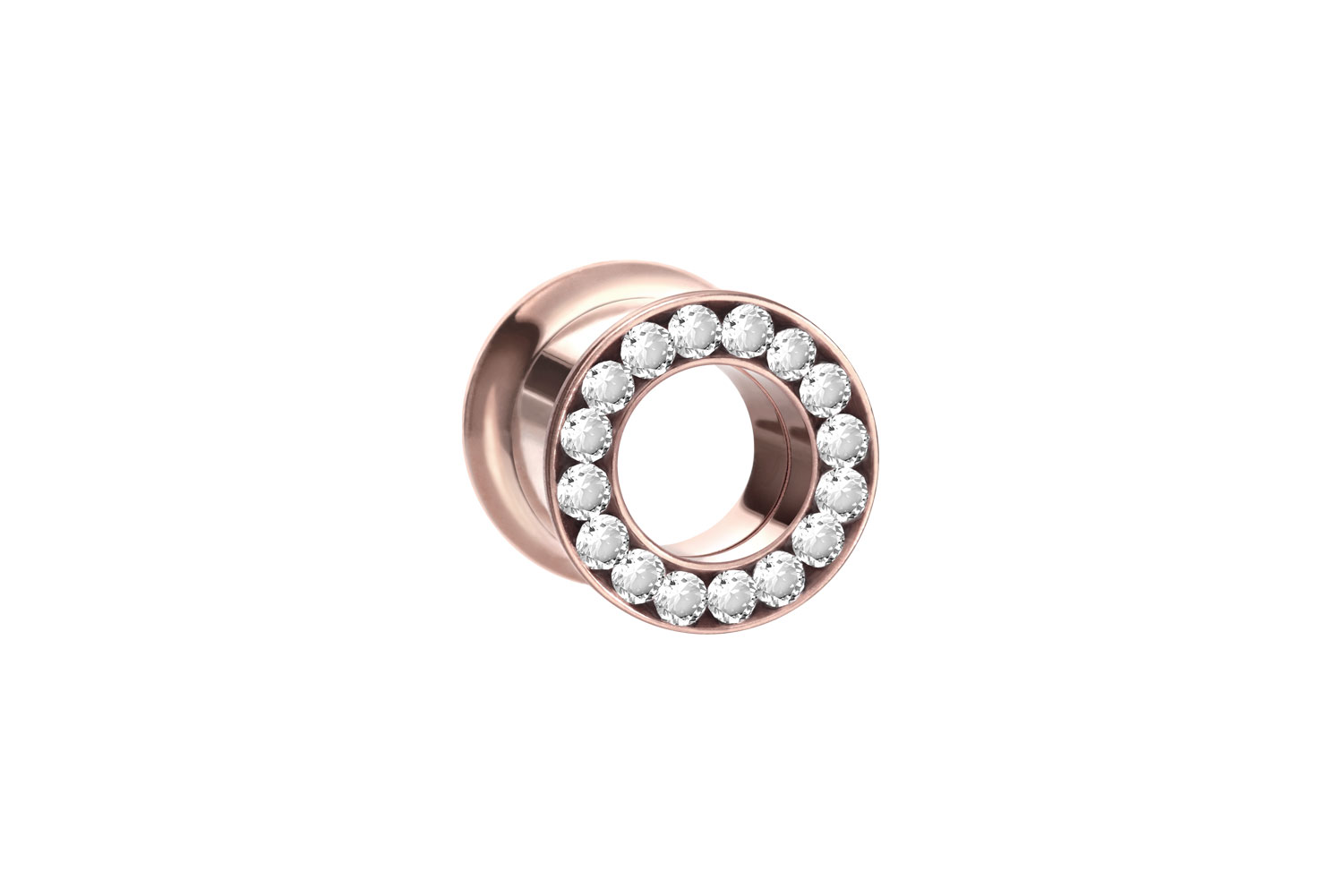 Chirurgenstahl Double Flared Tunnel KRISTALLRAND ++SALE++ von Piercingline